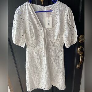 Gianni Bini Puff Sleeve Eyelet Dress